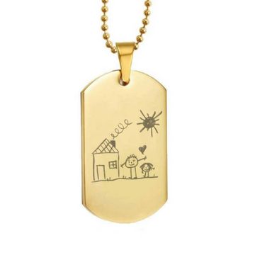 Dogtag Edelstahl Goldfarbe mit eigener Zeichnung -2629