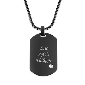 Dogtag Schwarz Edelstahl mit Gravur - 2406