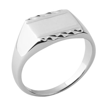 Siegelring Silber rhodiniert mit Gravur - 2737