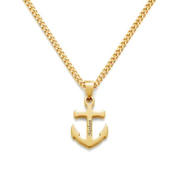 Anhänger Anker Edelstahl Goldfarbe mit Gravur - 2961
