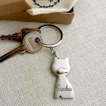 Schlüsselanhänger Katze mit Gravur - 0835