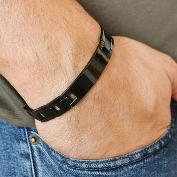 Armband Edelstahl schwarz mit Gravur - 2653