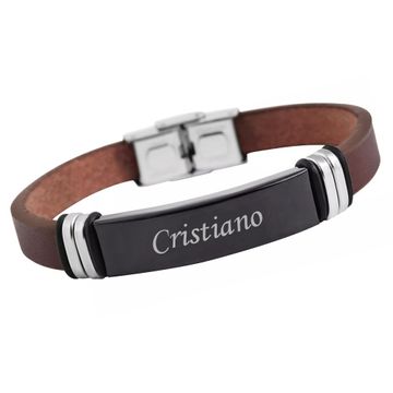 Braunes Lederarmband mit Gravur - 2116