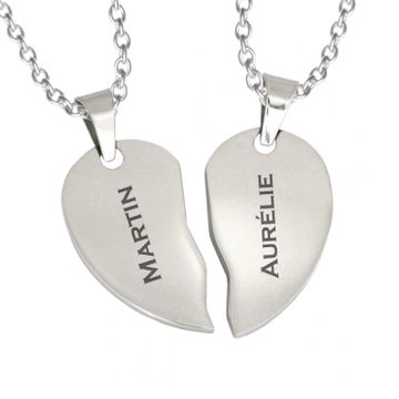 Doppelherz Edelstahlanhänger mit Gravur - 1851