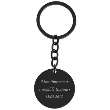 Schwarzer Schlüsselanhänger Edelstahl mit Gravur - 2095