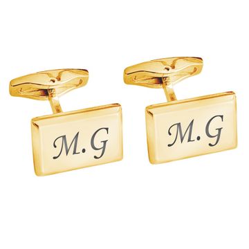 Goldene Manschettenknöpfe aus Edelstahl mit Gravur - 2933
