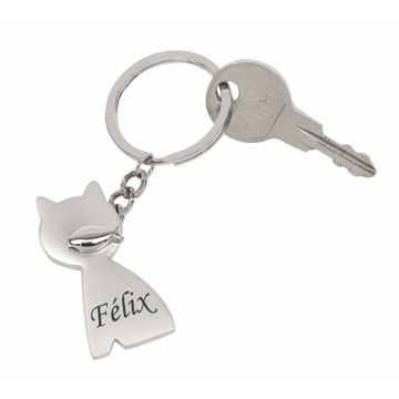 Schlüsselanhänger Katze mit Gravur - 0835