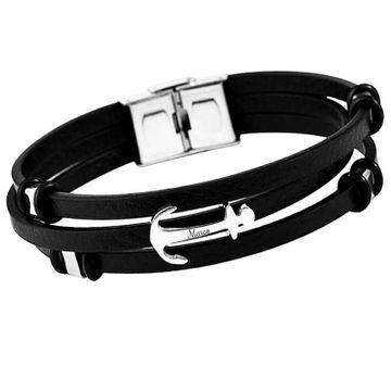 Anker Lederarmband mit Gravur - 2102