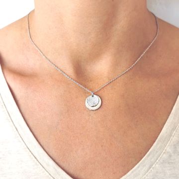 Halskette mit Silbermedaillon und Zirkonia - 2890