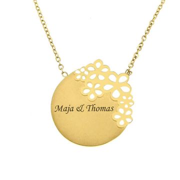 Blumen Anhänger Edelstahl mit Gravur - 2144