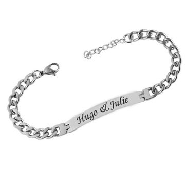 Ident Edelstahlarmband mit Gravurplatte - 1840