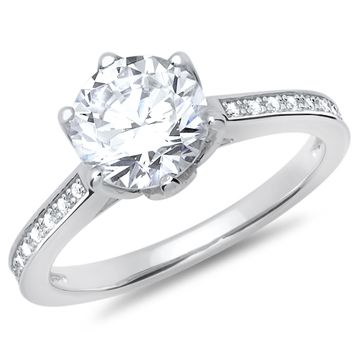 Verlobungsring Zirkonia Silber mit Gravur - 1388