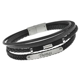 Mehrreihiges Lederarmband mit Gravur - 2409