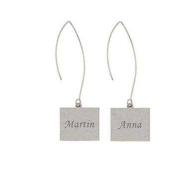 Ohrringe Quadrat mit Gravur Edelstahl - 1906