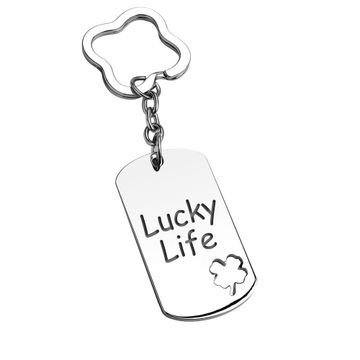 Schlüsselanhänger Kleeblatt mit Gravur - 2520