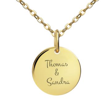 Rundanhänger Silber Vergoldung mit Gravur - 2695