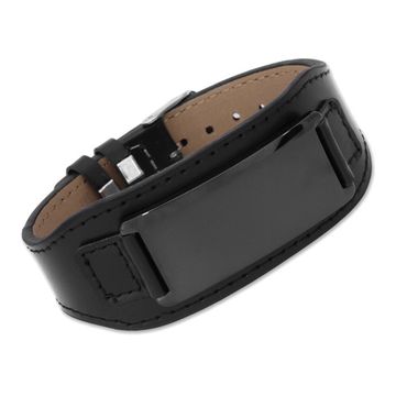 Armband Leder schwarz mit Gravur - 0205