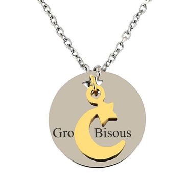 Kreis Anhänger Edelstahl mit Mond - 2147