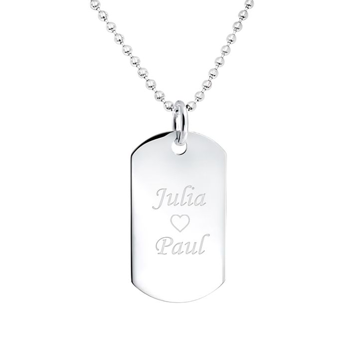 Akzent Dog Tag Anhänger Silber - Mit Gravur Für Personalisierten Schmuck