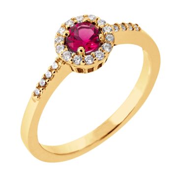 Ring vergoldet granatroter Zirkonia - 2727