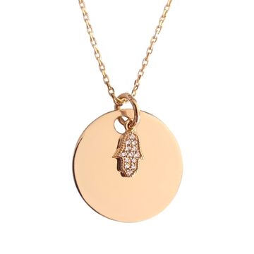 Collier mit der Hand Fatima vergoldet mit Gravur - 2588