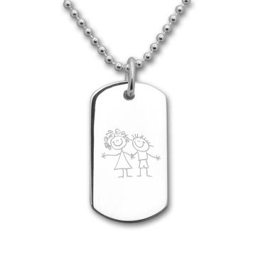 Dogtag Anhänger Silber mit handgezeichneter Gravur - 2632