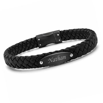Lederarmband mit schwarzer Gravurplatte  - 2370