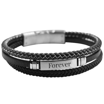 Dreireihiges Armband Leder mit Namensschild - 2541