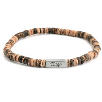 Perlenarmband Kokosnussschale Braun mit Gravur - 2940