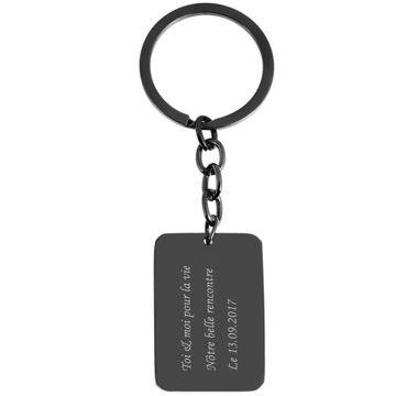 Schwarzer Schlüsselanhänger Edelstahl mit Gravur - 2093