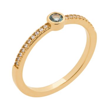 Ring  vergoldet mit hellblauem Zirkonia - 2725