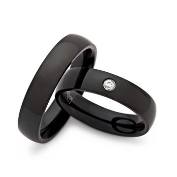 Eheringe  Edelstahl Schwarz mit Gravur - 0245