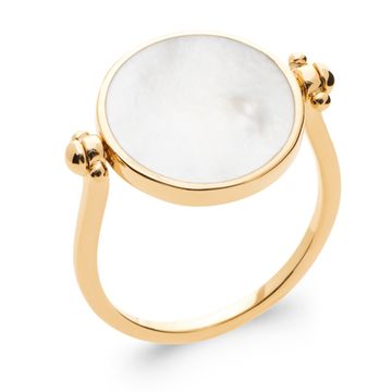 Ring vergoldet mit runder Perlmuttscheibe - 2799