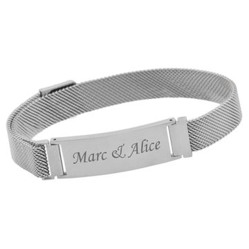 Milanaise Armband Edelstahl mit Gravur - 2373