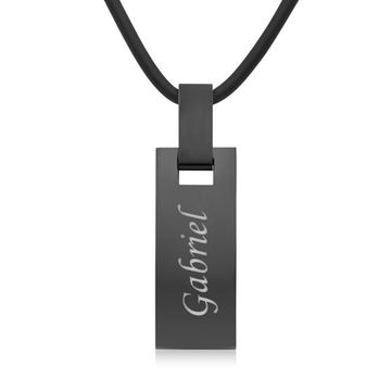 Dogtag Anhänger schwarz mit Gravur - 0264