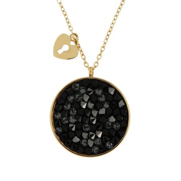 Schwarzer Kristall Anhänger mit Gravur - 2391