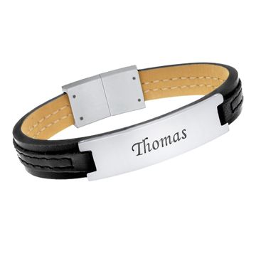 Schwarzes Lederarmband graviert - 1947