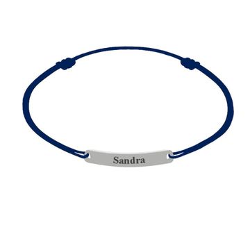 Blaues Textilarmband mit Silberplatte - 2187