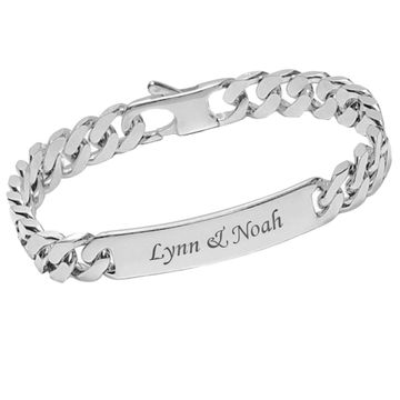 Panzerketten Armband Silber mit Gravur 10mm - 2774 