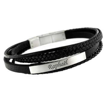 Mehrreihiges Lederarmband mit Gravur - 2408