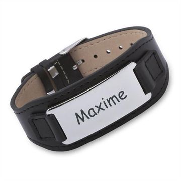 Armband Leder schwarz mit Gravur - 0065