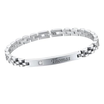 Armband Edelstahl Zirkonia mit Gravur - 2945