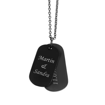 Dogtag Edelstahl Schwarz mit Gravur - 2301