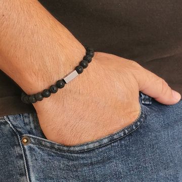 Lava Stein Armband mit Gravur - 2569