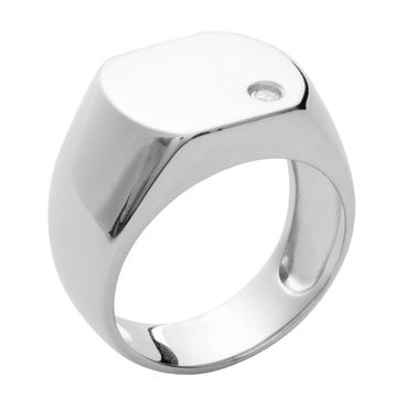 Siegelring Silber rhodiniert mit Zirkonia - 2738