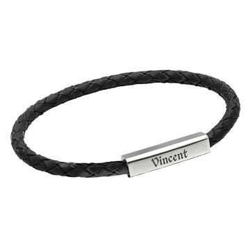 Geflochtenes Lederarmband mit Gravurplatte- 2662