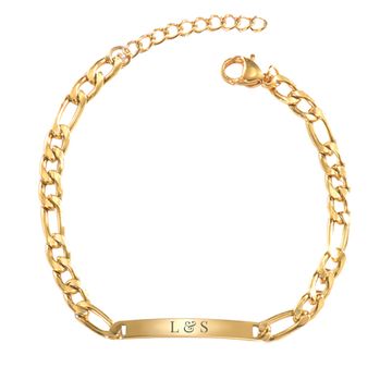 Figaro Armband Edelstahl Gold mit Gravur - 2655