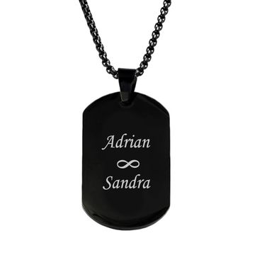 Dogtag Edelstahl Schwarz mit Gravur - 2156