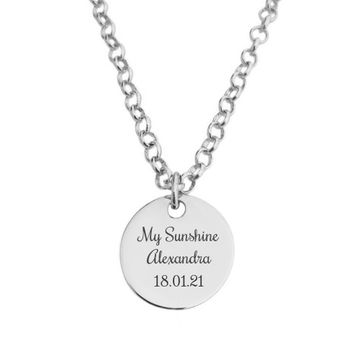 Runder Anhänger mit Ankerkette Silber - 2597