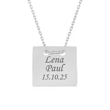 Halskette Quadrat mit Gravur Edelstahl - 1900